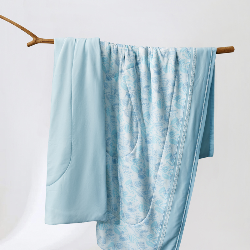 怡莲 可水洗蚕丝被夏季空调被环保印花凉感被 单/双人床（净填充300克/400克）单位：床 天蓝色 200*230CM